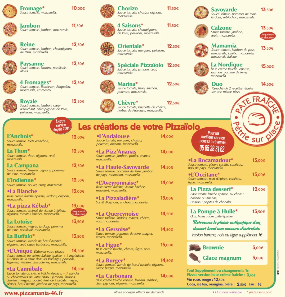 Menu Pizzamania 46